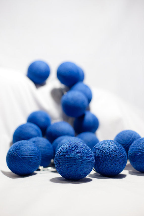 50 Ball Dark Blue LONG 5m String Light Battery Box 5cm Cotton Ball Christmas Birthday Boy Special Occasion V382-DARKBLUEBALLBATT50