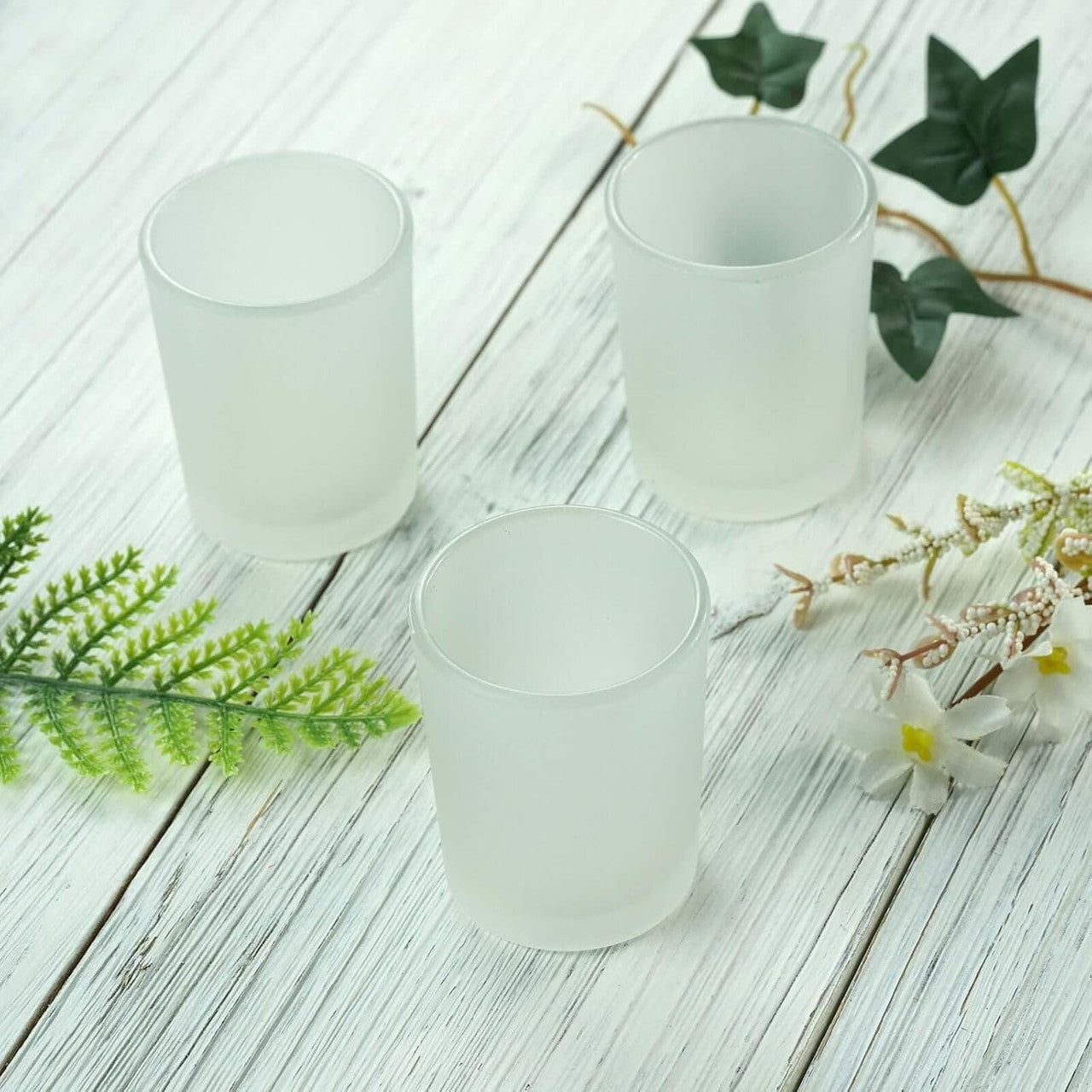 10 Pack Frosted White Glass Votive Candle Holders for Candle Making Kit Tealight Candles Cup Home Decoration V382-FHX10