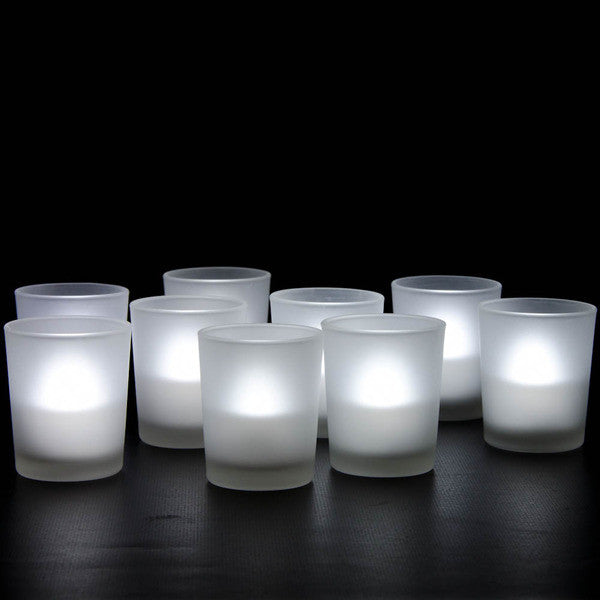 10 Pack Frosted White Glass Votive Candle Holders for Candle Making Kit Tealight Candles Cup Home Decoration V382-FHX10