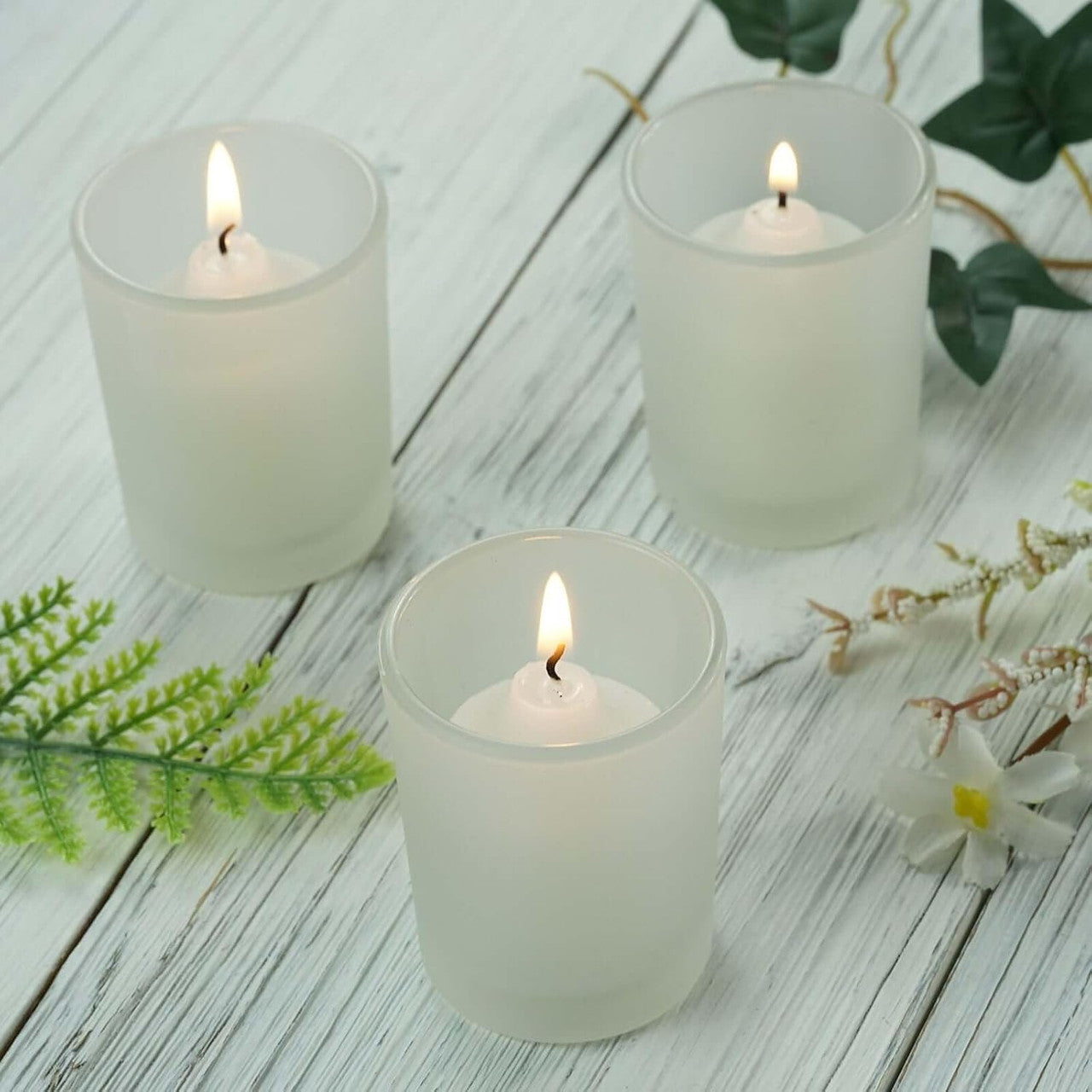 40 Pack Frosted White Glass Votive Candle Holders for Candle Making Kit Tealight Candles Cup Home Decoration V382-FHX40
