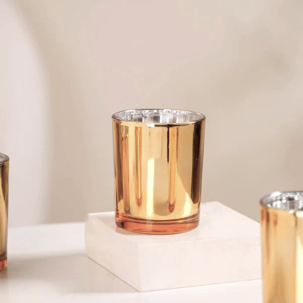20 Pack Gold Votive Tealight Candle Holders Valentines Day Mercury Wedding Decor Glass Candlestick Party V382-GOLDS20