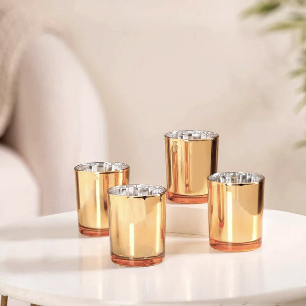40 Pack Gold Votive Tealight Candle Holders Valentines Day Mercury Wedding Decor Glass Candlestick Party V382-GOLDS40