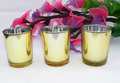 40 Pack Gold Votive Tealight Candle Holders Valentines Day Mercury Wedding Decor Glass Candlestick Party V382-GOLDS40