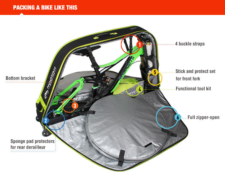 NOOYAH Bike GREY Travel Case Bike Bag Shell EVA Tough material MTB Mountain Bike Road Bike TT 700c Gravel V382-GREENBK007S