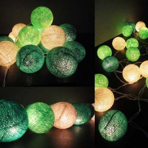 20 Ball Green 3m String Light Battery Box 5cm Cotton Ball Christmas Birthday Garden Special Occasion V382-GREENMIVBALLBATT20
