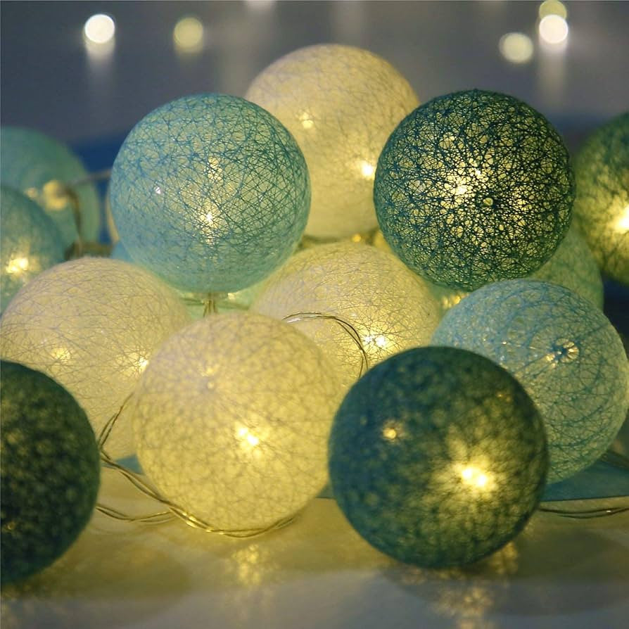 20 Ball Green 3m String Light Battery Box 5cm Cotton Ball Christmas Birthday Garden Special Occasion V382-GREENMIVBALLBATT20