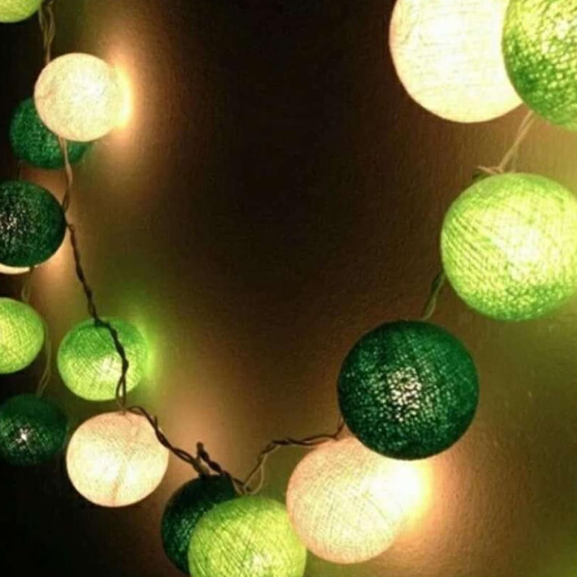 20 Ball Green 3m String Light Battery Box 5cm Cotton Ball Christmas Birthday Garden Special Occasion V382-GREENMIVBALLBATT20