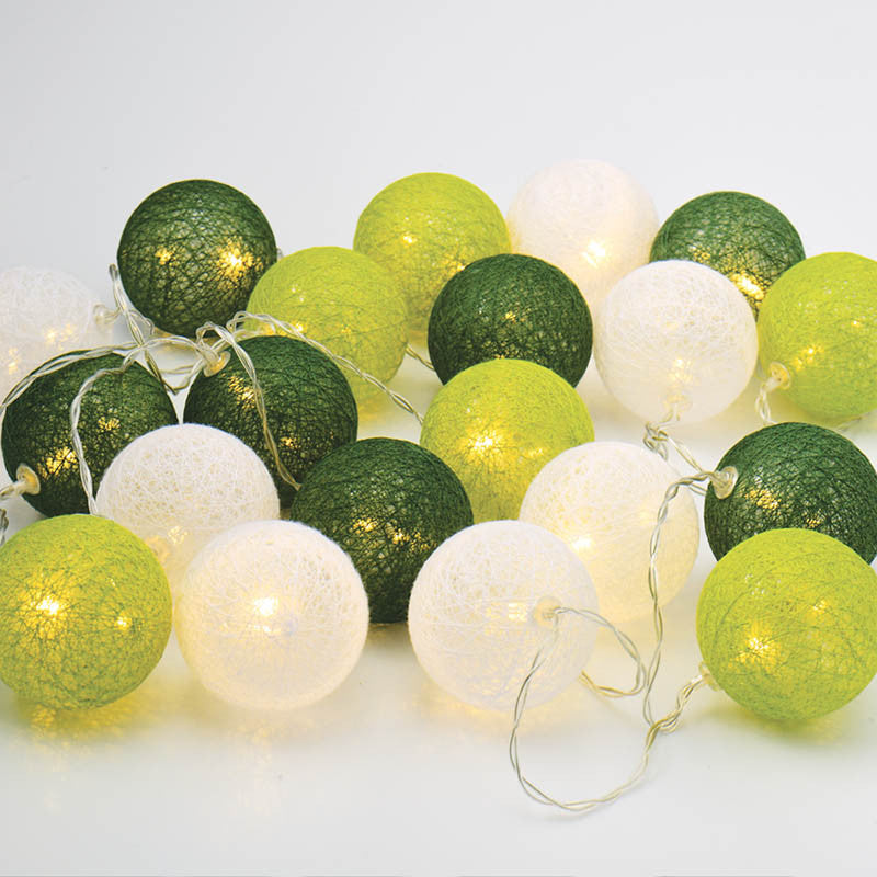 20 Ball Green 3m String Light Battery Box 5cm Cotton Ball Christmas Birthday Garden Special Occasion V382-GREENMIVBALLBATT20