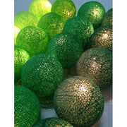 50 Ball Green Mix LONG 5m String Light Battery Box 5cm Cotton Ball Christmas Birthday Garden Special Occasion V382-GREENMIVBALLBATT50