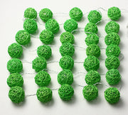 1 Set of Green 5cm Rattan Cane 20 Ball Battery Powered 3m String Lights Christmas Gift Home Wedding Party V382-GREENRATTBALLBATT20