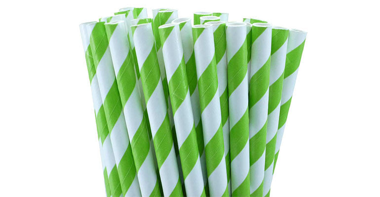 50 Pack Green White Drinking Straws Biodegradable Eco Paper Birthday Party Event Bistro Bar Cafe Take Away V382-GREENSTRAW50