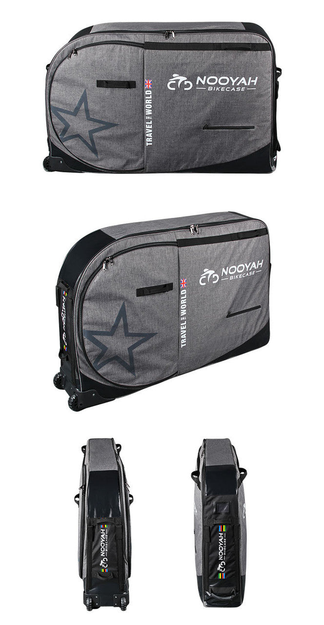 NOOYAH Bike Travel Bag Case Plane Boat Shipping Transport, Fits Cross Country All Mountain Bike, MTB, TT, V382-GREYBK012