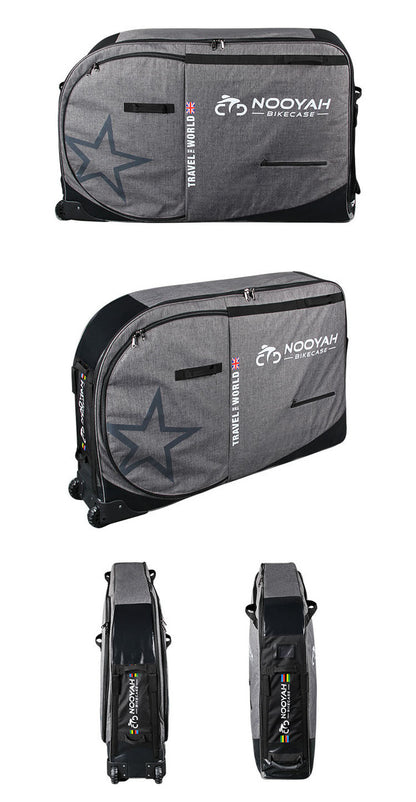 NOOYAH Bike Travel Bag Case Plane Boat Shipping Transport, Fits Cross Country All Mountain Bike, MTB, TT, V382-GREYBK012