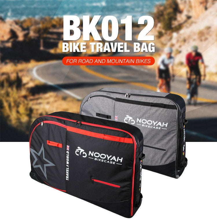 NOOYAH Bike Travel Bag Case Plane Boat Shipping Transport, Fits Cross Country All Mountain Bike, MTB, TT, V382-GREYBK012