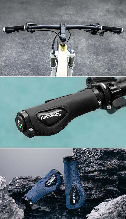 Deluxe Hand Grips Shock Absorbing Rockbros MTB Mountain Bike Tourer Double Lock BLUE Handlebar Grips V382-GRIPDELUXEBLUE