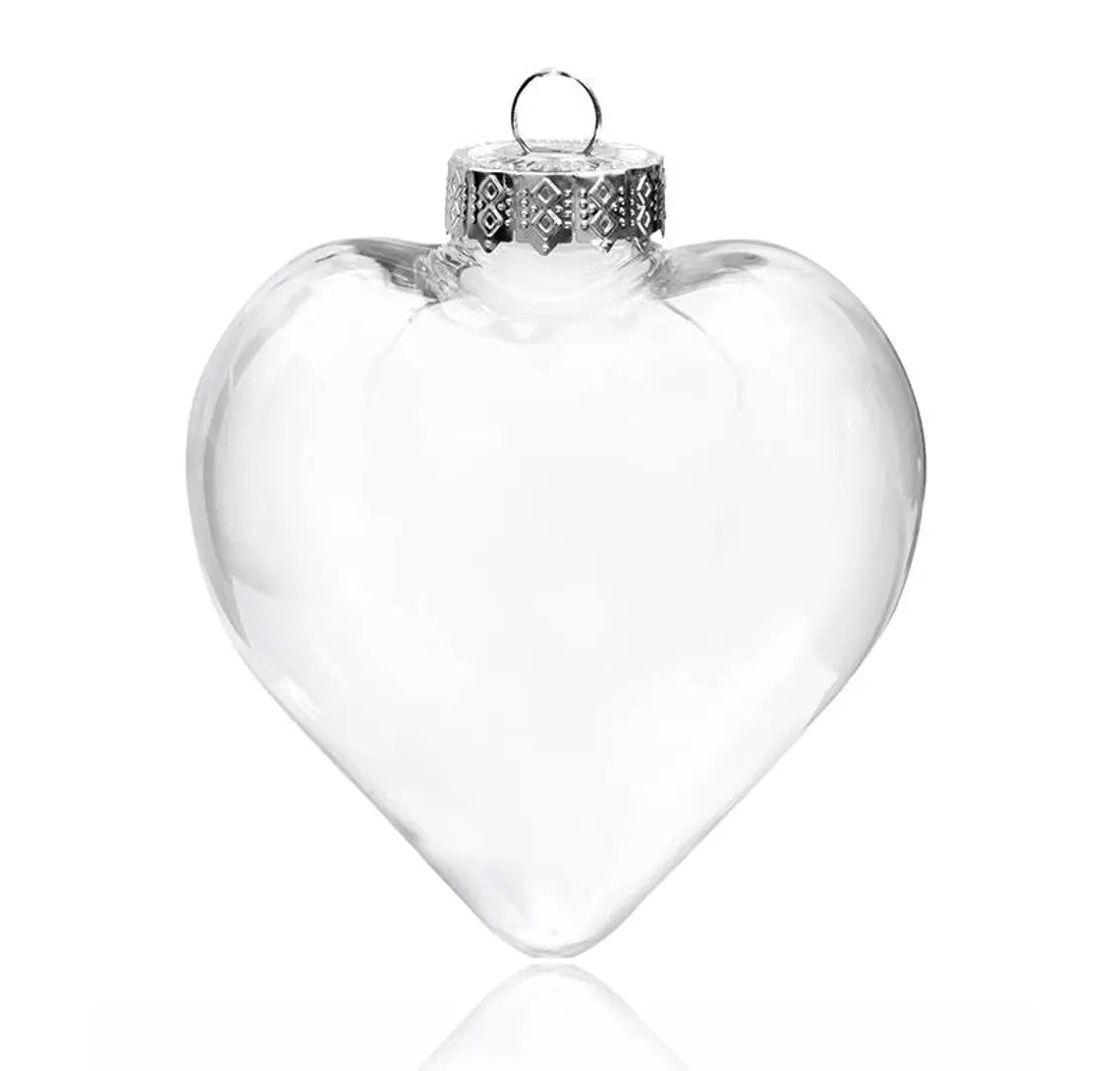10 Pack Iridescent Glass Heart Ornaments Fillable Baubles for Christmas Party Wedding DIY Craft Decorations V382-HEARTBAUBLEX10