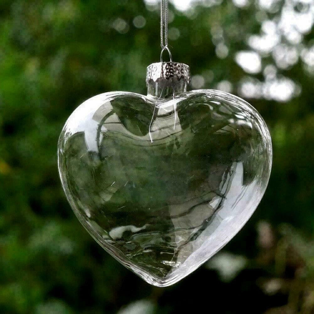 20 Pack Iridescent Glass Heart Ornaments Fillable Baubles for Christmas Party Wedding DIY Craft Decorations V382-HEARTBAUBLEX20