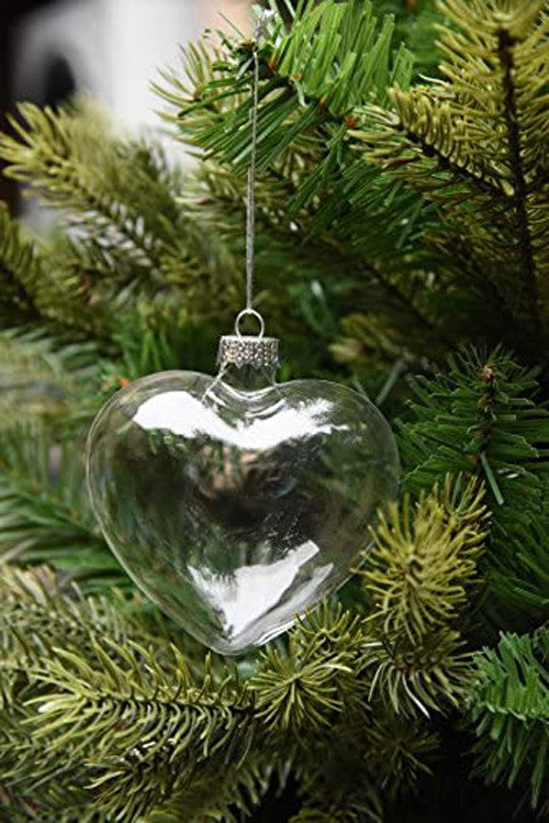 20 Pack Iridescent Glass Heart Ornaments Fillable Baubles for Christmas Party Wedding DIY Craft Decorations V382-HEARTBAUBLEX20