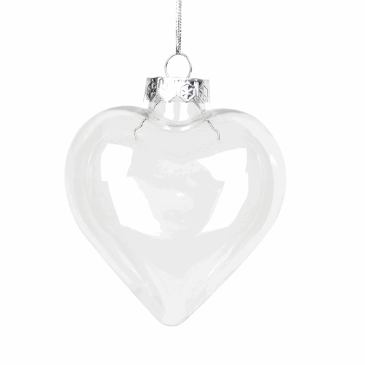 5 Pack Iridescent Glass Heart Ornaments Fillable Baubles for Christmas Party Wedding DIY Craft Decorations V382-HEARTBAUBLEX5