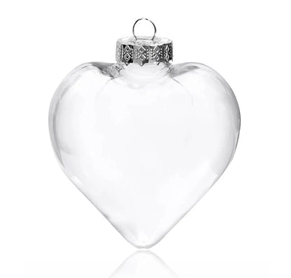 5 Pack Iridescent Glass Heart Ornaments Fillable Baubles for Christmas Party Wedding DIY Craft Decorations V382-HEARTBAUBLEX5