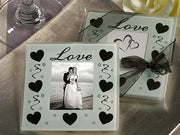 10 Pack Wedding Coasters Glass Square Photo Frame Bomboniere Favour 9x9cm - 2 Frames per Pack V382-HEARTSQCOASTRX10