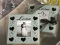 30 Pack Wedding Coasters Glass Square Photo Frame Bomboniere Favour 9x9cm - 2 Frames per Pack V382-HEARTSQCOASTRX30