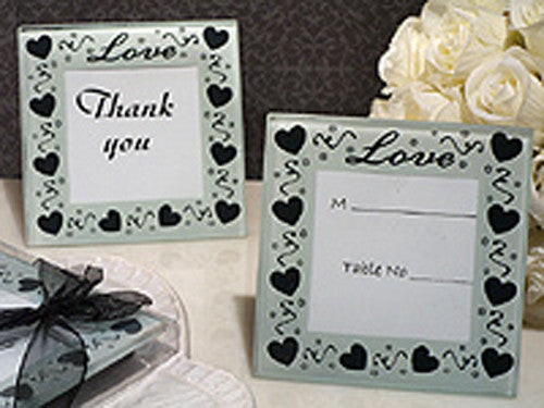 30 Pack Wedding Coasters Glass Square Photo Frame Bomboniere Favour 9x9cm - 2 Frames per Pack V382-HEARTSQCOASTRX30