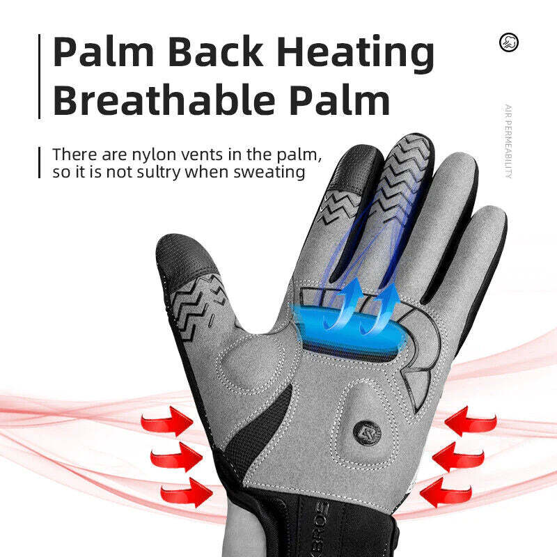 MTB Heated Gloves XLarge for Mountain Road Bike Breathable Winter Autumn Cycling Camping Running Outdoor V382-HEATEDGLOVESRBXL