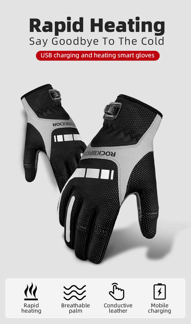 MTB Heated Gloves XLarge for Mountain Road Bike Breathable Winter Autumn Cycling Camping Running Outdoor V382-HEATEDGLOVESRBXL