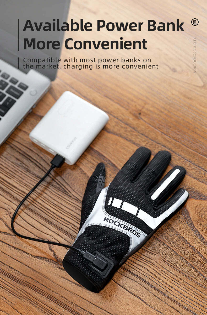 MTB Heated Gloves XLarge for Mountain Road Bike Breathable Winter Autumn Cycling Camping Running Outdoor V382-HEATEDGLOVESRBXL