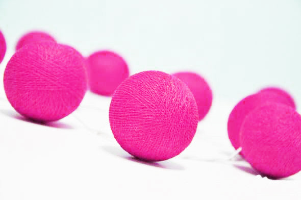 20 Ball HOT Pink 3m String Light Battery Box 5cm Cotton Ball Christmas Birthday Bbay Girl Special Occasion V382-HOTPINKBALLBATT20