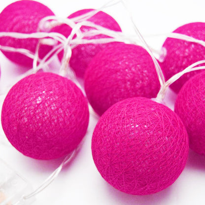 20 Ball HOT Pink 3m String Light Battery Box 5cm Cotton Ball Christmas Birthday Bbay Girl Special Occasion V382-HOTPINKBALLBATT20