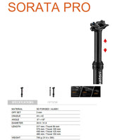 Satori Mountain Bike Pro Dropper Adjustable Seatpost Internal Cable 31.6 Diameter 100mm Travel V382-INT100MM31.6DROPPER
