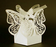Ivory Cream Butterfly Wedding Engagement Party Bomboniere Favour Lolly Gift Almond Card Box - 10 Pack V382-IVORYBTTRFYBOX10