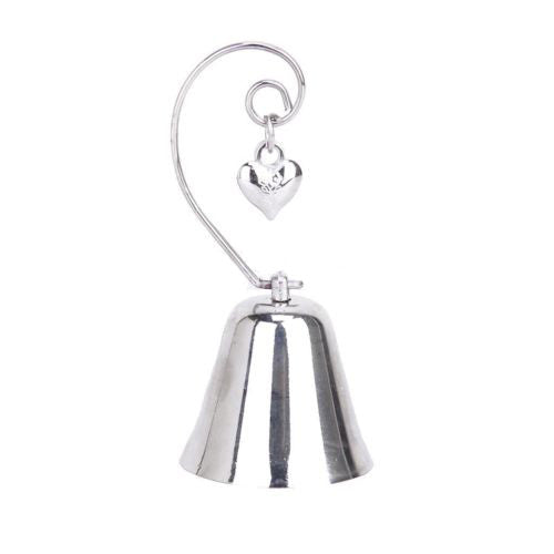 100 Bulk Buy Pack of Silver Wedding Kissing Bell Name Card Stand Holder with Heart in Ring Bomboniere Favour V382-KISSINGBELLX100
