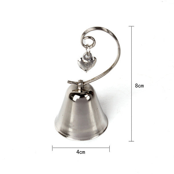 100 Bulk Buy Pack of Silver Wedding Kissing Bell Name Card Stand Holder with Heart in Ring Bomboniere Favour V382-KISSINGBELLX100