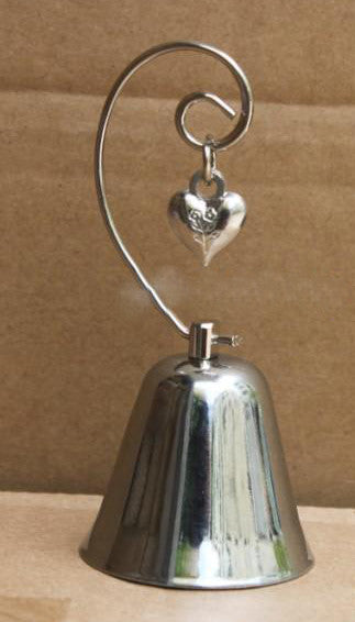 100 Bulk Buy Pack of Silver Wedding Kissing Bell Name Card Stand Holder with Heart in Ring Bomboniere Favour V382-KISSINGBELLX100