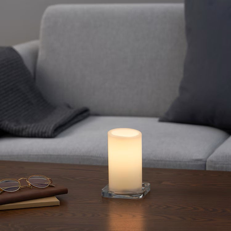 2 Pcs LED Block Pillar Candle White Flameless Safe Indoor Battery Power Party Home Decor Wedding Xmas Table V382-LEDPILLARX2