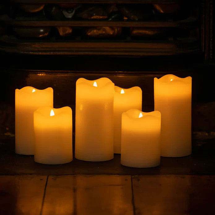 2 Pcs LED Block Pillar Candle White Flameless Safe Indoor Battery Power Party Home Decor Wedding Xmas Table V382-LEDPILLARX2