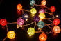 1 Set of Multi Coloured 5cm Rattan Cane 50 Ball Battery Powered LONG 5m String Lights Christmas Gift Home V382-MULTICOLRATTBALLBATT50