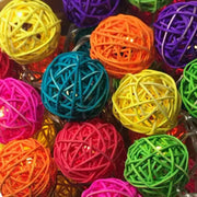 1 Set of Multi Coloured 5cm Rattan Cane 50 Ball Battery Powered LONG 5m String Lights Christmas Gift Home V382-MULTICOLRATTBALLBATT50