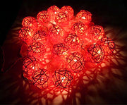 1 Set of Orange 5cm Rattan Cane 50 Ball Battery Powered LONG 5m String Lights Christmas Gift Home Wedding V382-ORANGERATTBALLBATT50