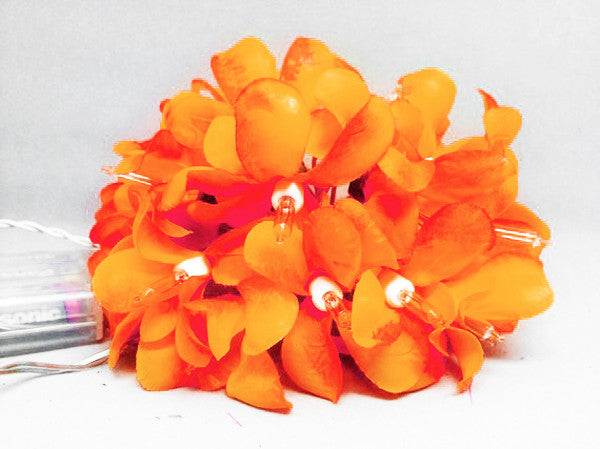 1 Set of 20 LED Orange Frangipani Flower Battery String Lights Christmas Gift Home Wedding Party Decoration V382-ORFRANGIBATT20