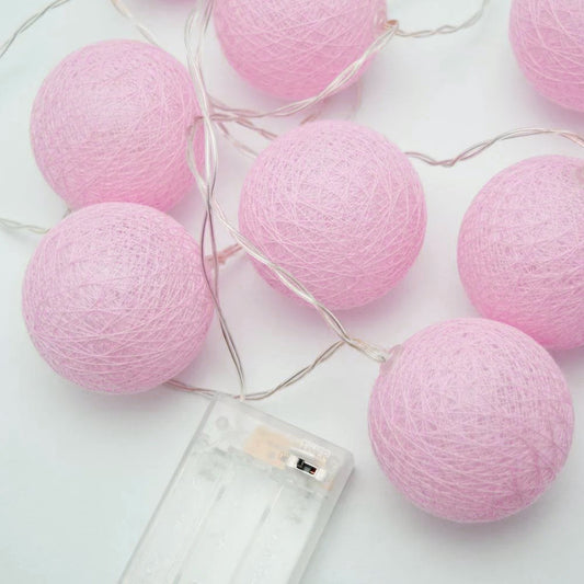 20 Ball Pastel Pink 3m String Light Battery Box 5cm Cotton Ball Christmas Birthday Bbay Girl Special Occasion V382-PALEPINKBALLBATT20