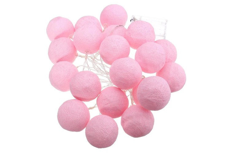 20 Ball Pastel Pink 3m String Light Battery Box 5cm Cotton Ball Christmas Birthday Bbay Girl Special Occasion V382-PALEPINKBALLBATT20