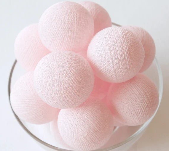 20 Ball Pastel Pink 3m String Light Battery Box 5cm Cotton Ball Christmas Birthday Bbay Girl Special Occasion V382-PALEPINKBALLBATT20