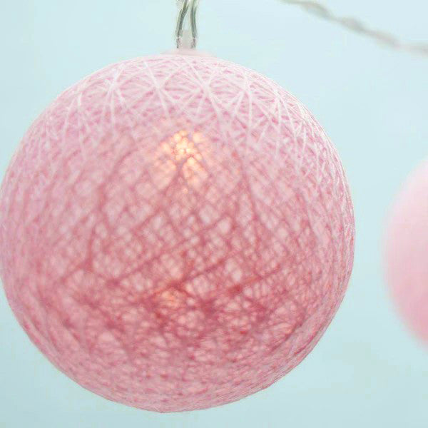 20 Ball Pastel Pink 3m String Light Battery Box 5cm Cotton Ball Christmas Birthday Bbay Girl Special Occasion V382-PALEPINKBALLBATT20