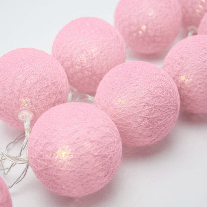 20 Ball Pastel Pink 3m String Light Battery Box 5cm Cotton Ball Christmas Birthday Bbay Girl Special Occasion V382-PALEPINKBALLBATT20