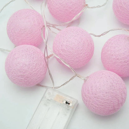 50 Ball Pastel Pink LONG 5m String Light Battery Box 5cm Cotton Ball Christmas Birthday Bbay Girl Special V382-PALEPINKBALLBATT50