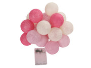 1 Set of 20 LED Pink 5cm Cotton Ball Battery Powered String Lights Christmas Gift Home Wedding Party Girl V382-PINKBALLBATT20